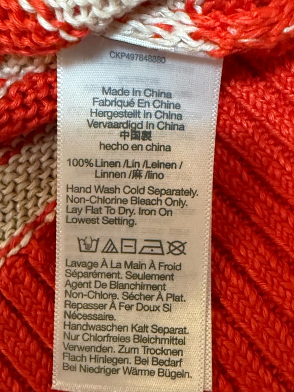Madewell NWT Linen Striped Drop Shoulder Sweater Medium Red Whites - Picture 6 of 8